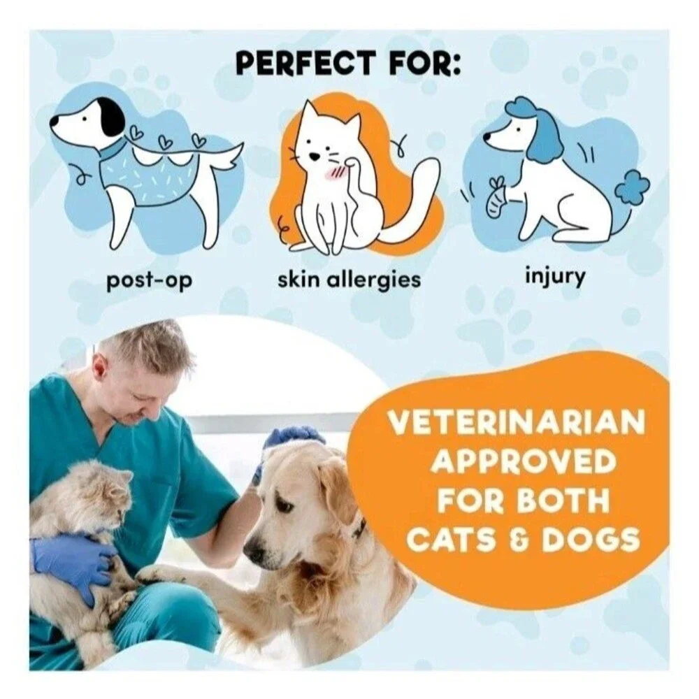 Inflatable Soft Dog Cone Collar Donut Post Surgical Large Pink Pillow Neck Recov